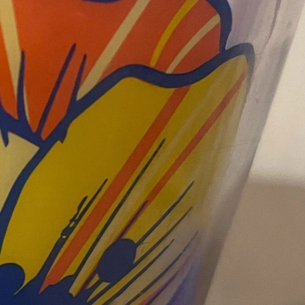 STARBUCKS 16ozs flowers grande size cold cup blue yellow orange clear tumbler